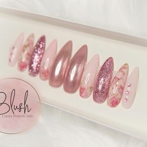 Pink Rose Gold glitter Chrome Press On Nails